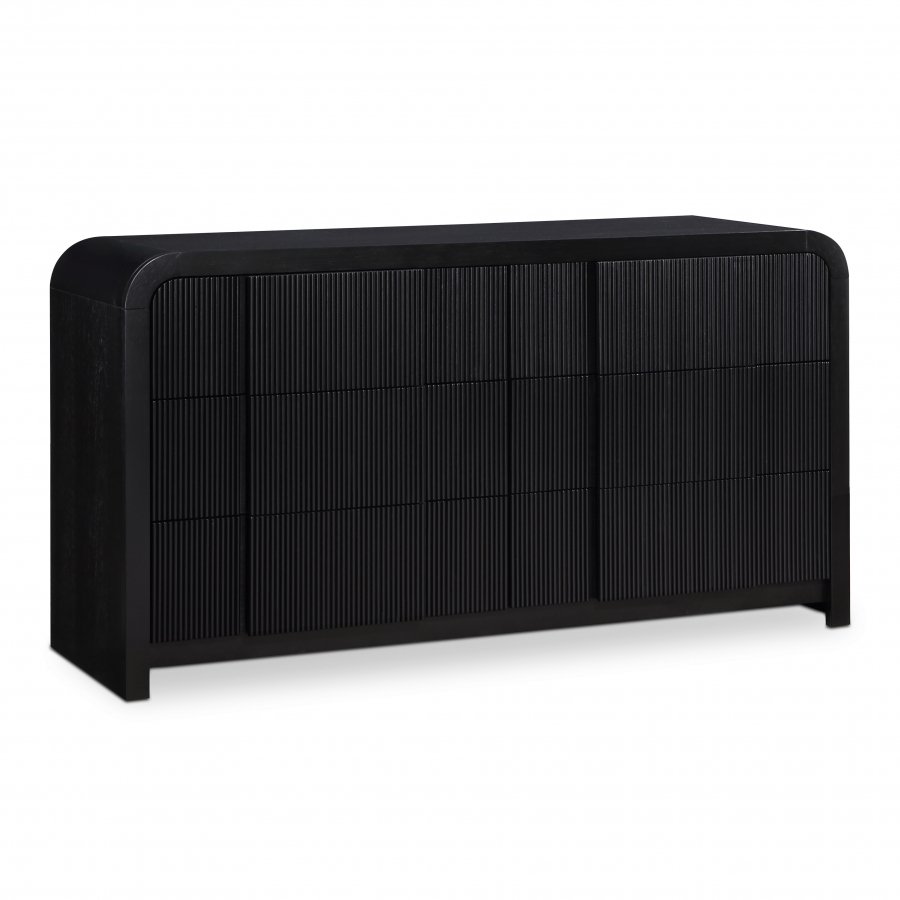 Fluted Solid Wood And Oak Veneer Dresser