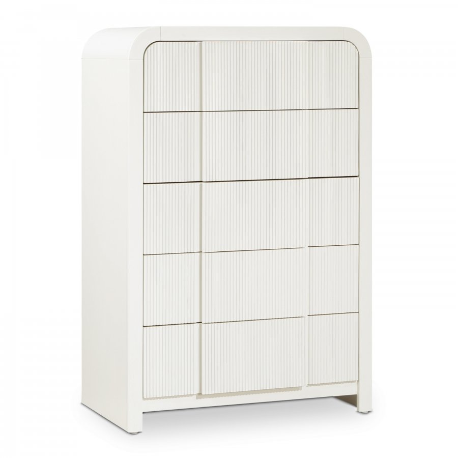 Fluted Solid Wood And Oak Veneer Chest