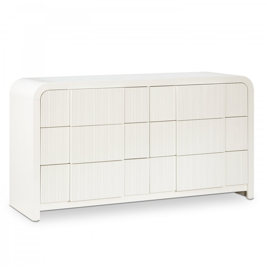 Fluted Solid Wood And Oak Veneer Dresser