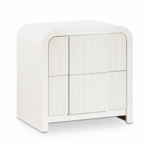 Fluted Solid Wood And Oak Veneer Nightstand