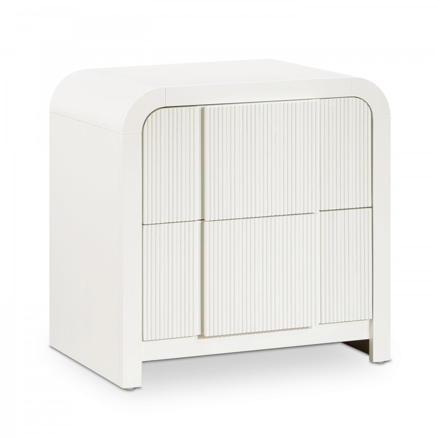 Fluted Solid Wood And Oak Veneer Nightstand
