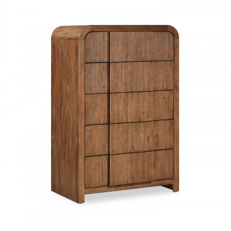 Fluted Solid Wood And Oak Veneer Chest