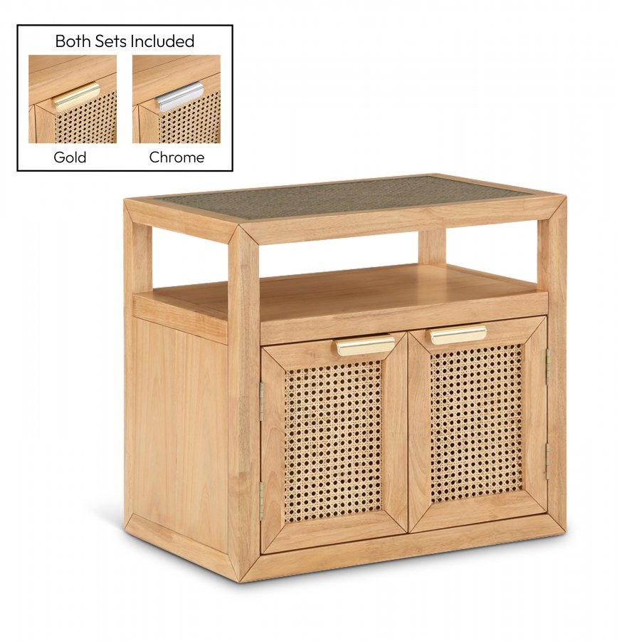 Cole Solid Wood And Natural Cane Nightstand