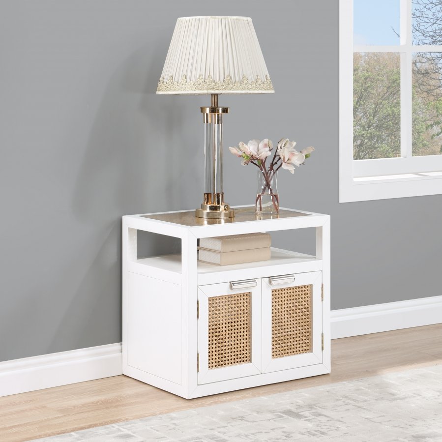 Cole Solid Wood And Natural Cane Nightstand - Image 3