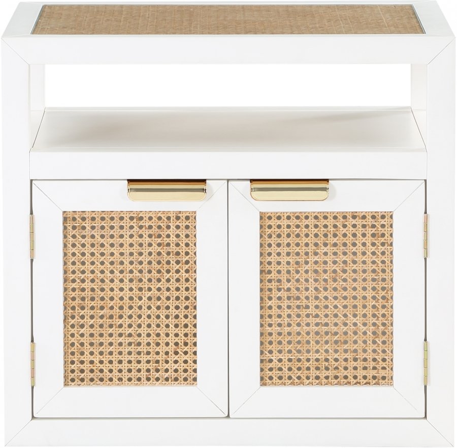 Cole Solid Wood And Natural Cane Nightstand - Image 4