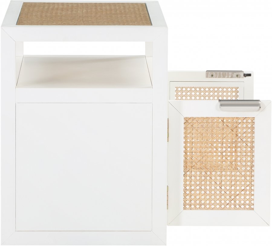 Cole Solid Wood And Natural Cane Nightstand - Image 7