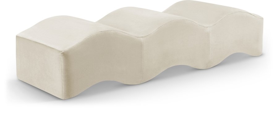 Wave Velvet Upholstered Bench