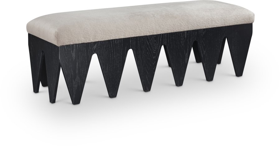 Altair Velour Fur Fabric Upholstered Bench