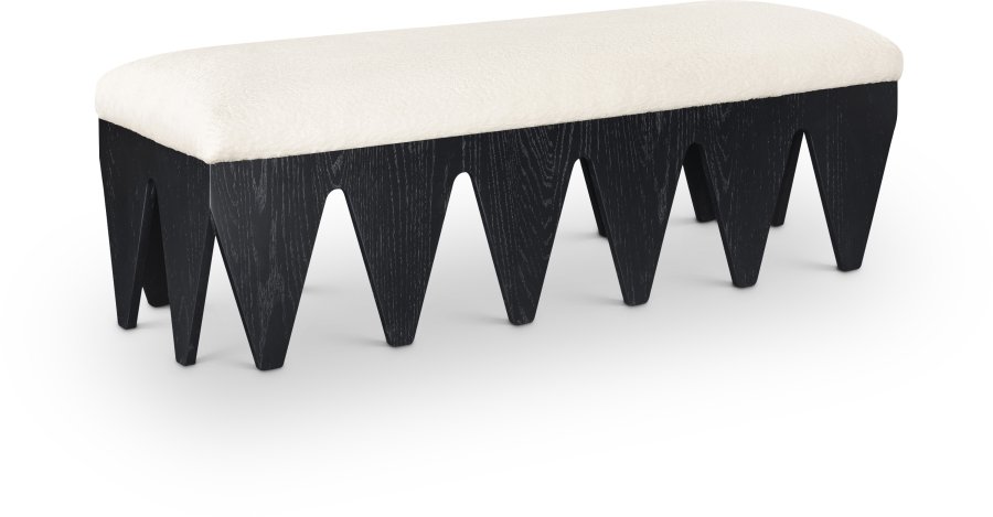 Altair Velour Fur Fabric Upholstered Bench