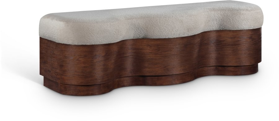 Savoy Velour Fur Fabric Upholstered Bench