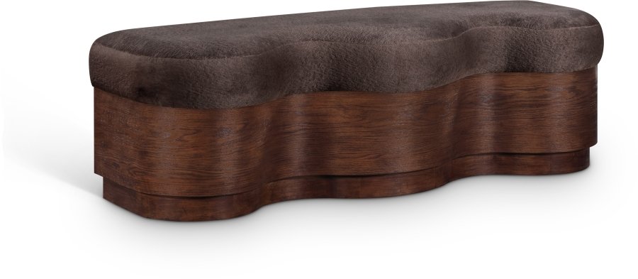 Savoy Velour Fur Fabric Upholstered Bench