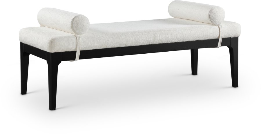 Priscilla Linen Textured Fabric Upholstered Bench