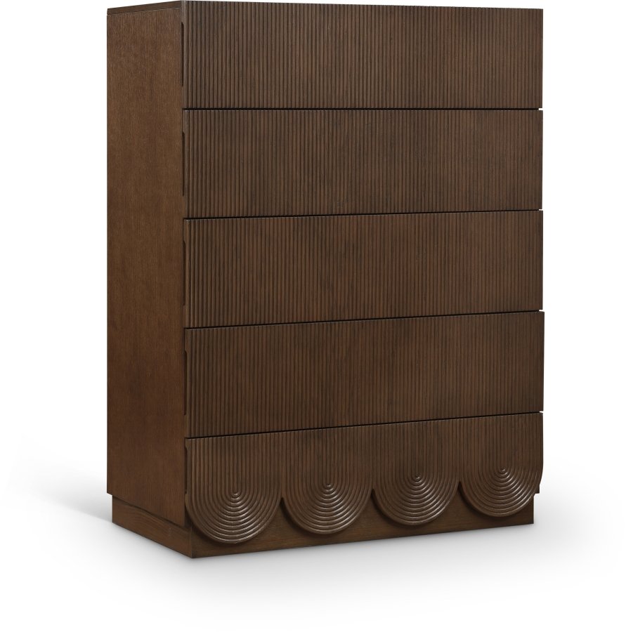 Scallop Oak Veneer Chest