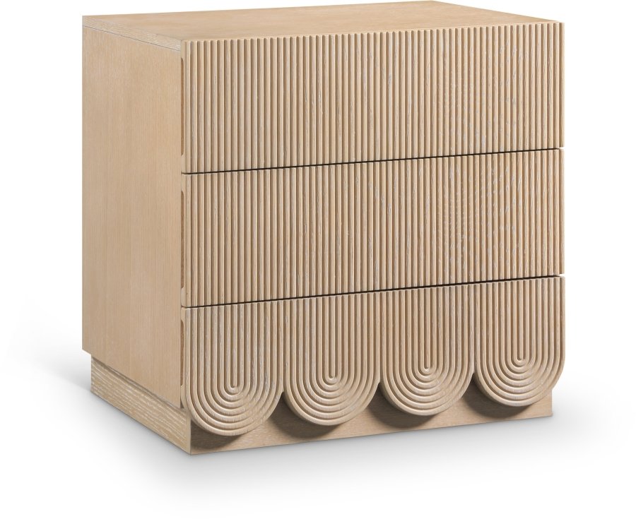 Scallop Oak Veneer Nightstand