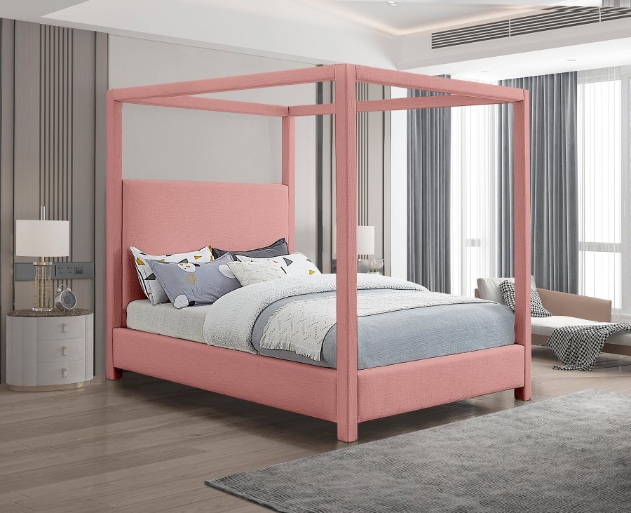 Emerson Linen Textured Fabric Upholstered Bed - Image 2