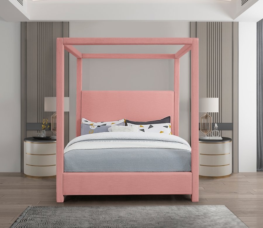 Emerson Linen Textured Fabric Upholstered Bed - Image 4