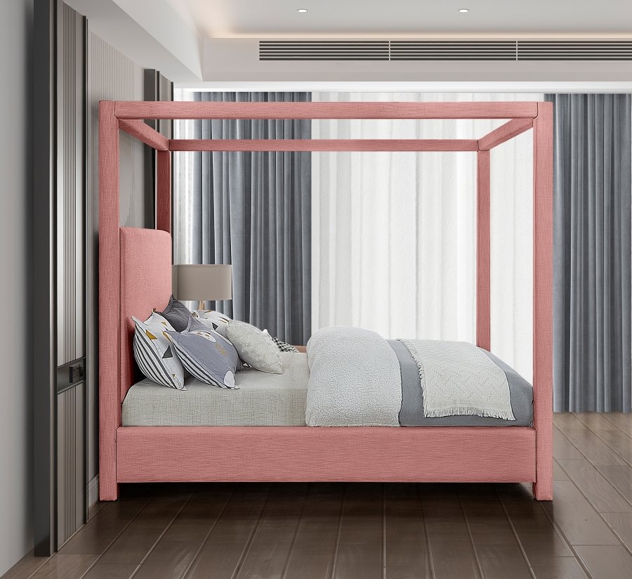 Emerson Linen Textured Fabric Upholstered Bed - Image 5