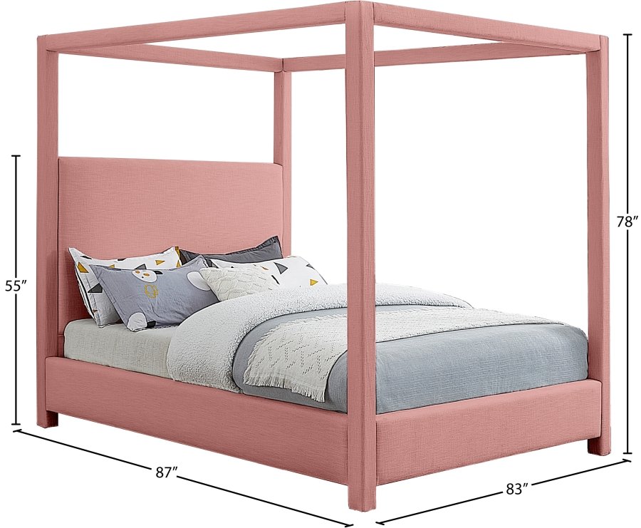 Emerson Linen Textured Fabric Upholstered Bed - Image 8