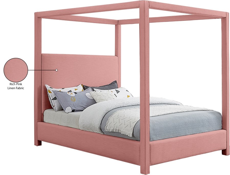 Emerson Linen Textured Fabric Upholstered Bed - Image 9