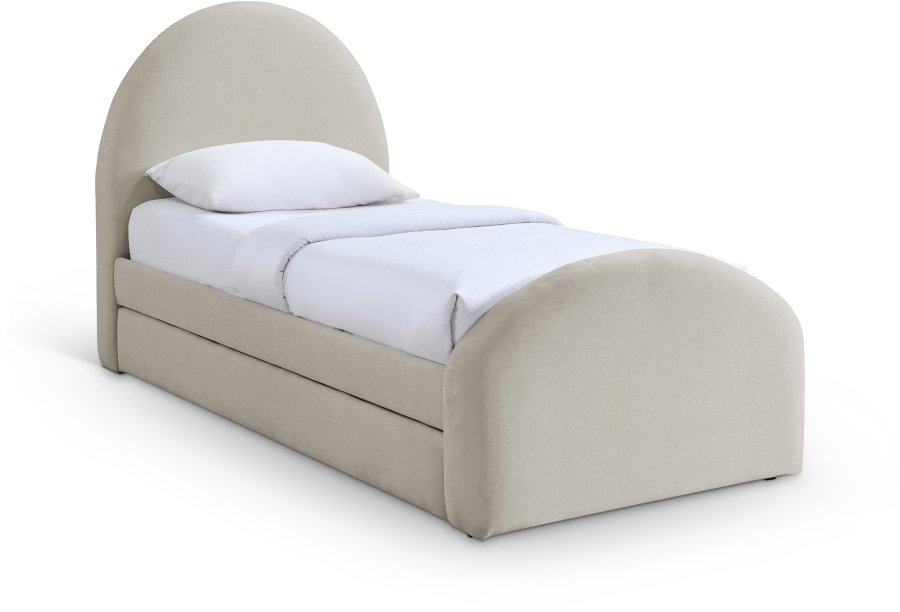 Andaz Chenille Fabric Upholstered Twin Trundle Bed