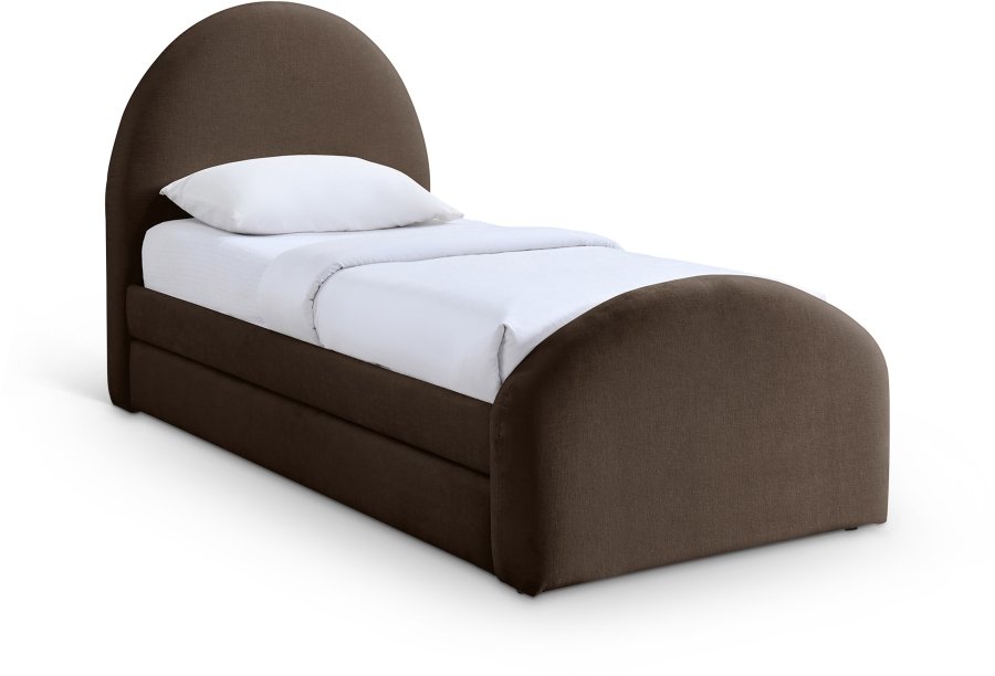 Andaz Chenille Fabric Upholstered Twin Trundle Bed