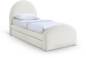 Andaz Chenille Fabric Upholstered Twin Trundle Bed
