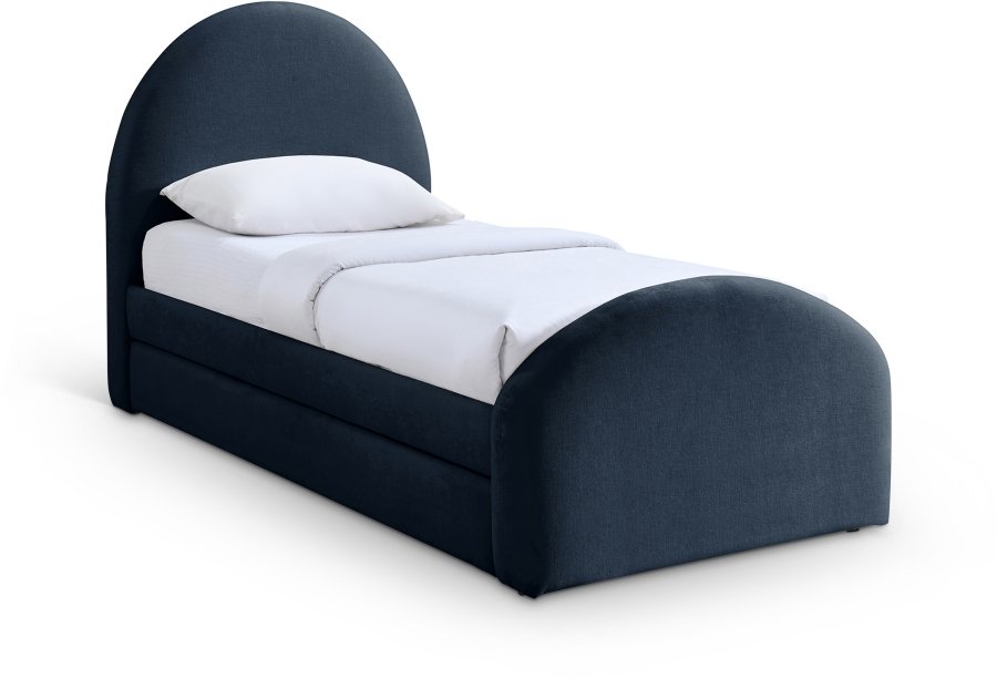 Andaz Chenille Fabric Upholstered Twin Trundle Bed