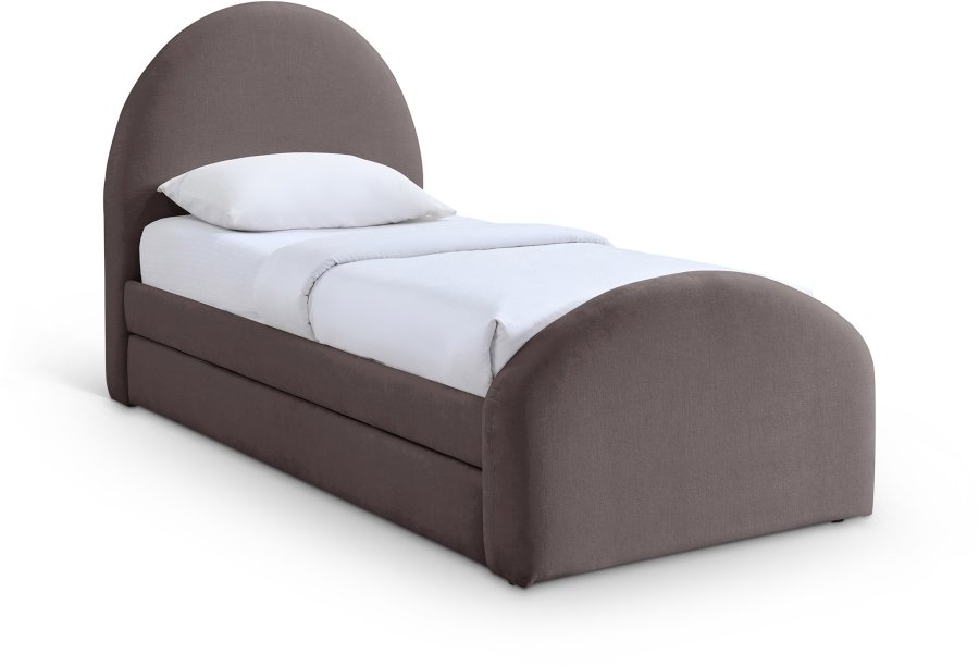 Andaz Chenille Fabric Upholstered Twin Trundle Bed
