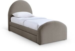 Andaz Chenille Fabric Upholstered Twin Trundle Bed
