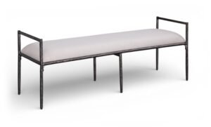 Axis Linen Textured Fabric Upholstered Bench
