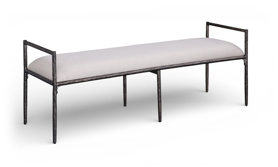 Axis Linen Textured Fabric Upholstered Bench