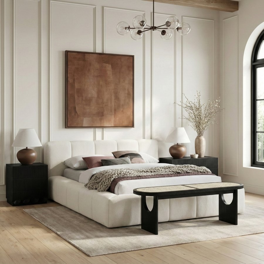 Canovia Solid Wood And Faux Cane Bench - Image 2