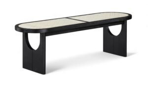 Canovia Solid Wood And Faux Cane Bench