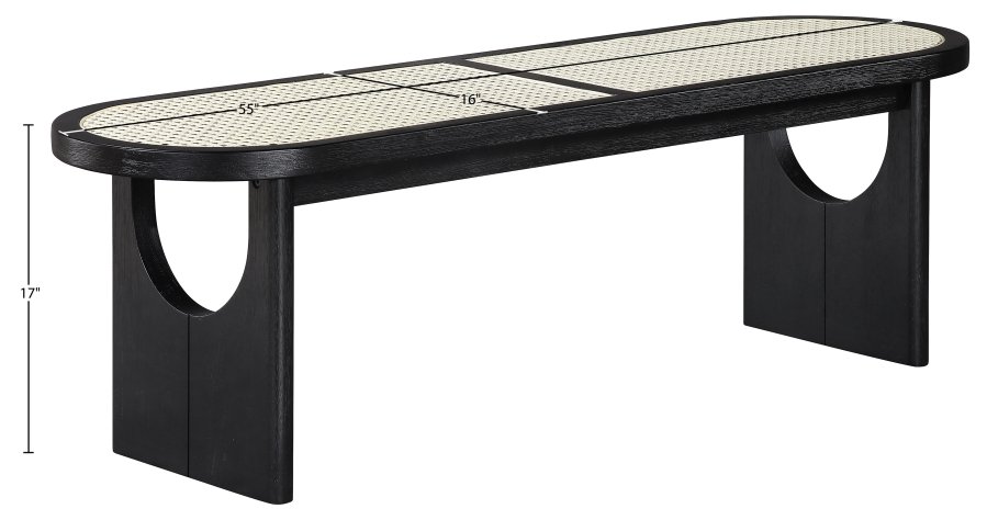 Canovia Solid Wood And Faux Cane Bench - Image 10