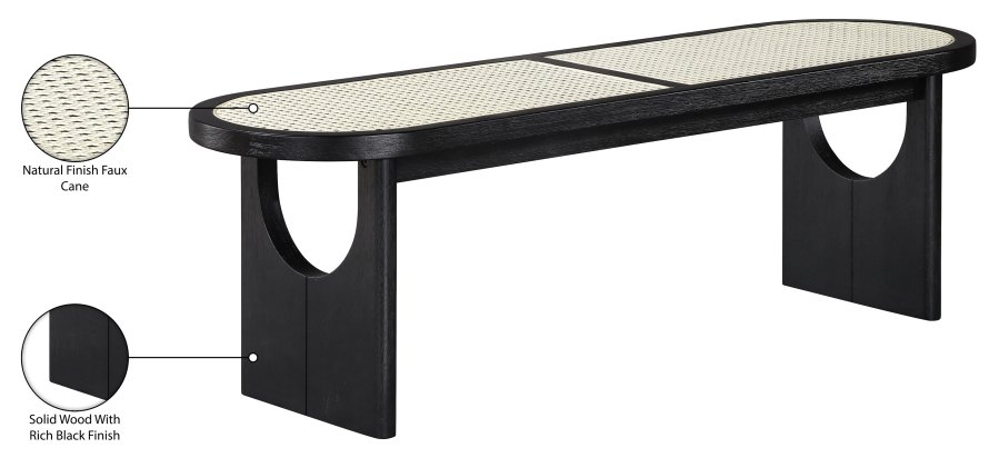 Canovia Solid Wood And Faux Cane Bench - Image 11