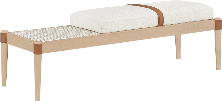 Nara Linen Textured Fabric Upholstered Bench - Image 5