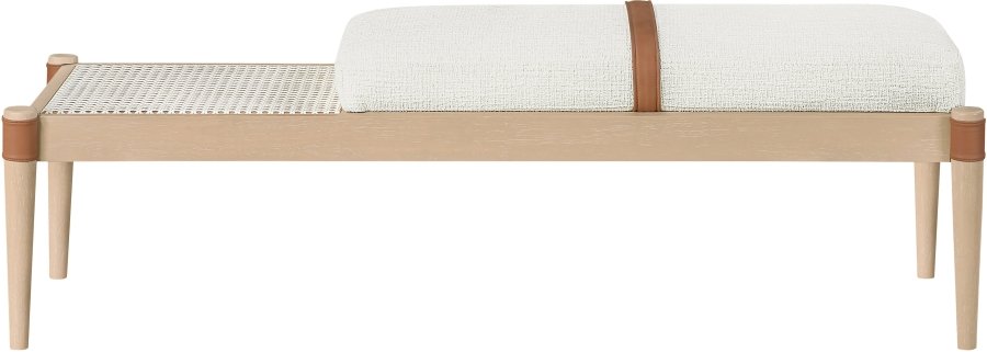 Nara Linen Textured Fabric Upholstered Bench - Image 6