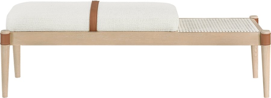 Nara Linen Textured Fabric Upholstered Bench - Image 7