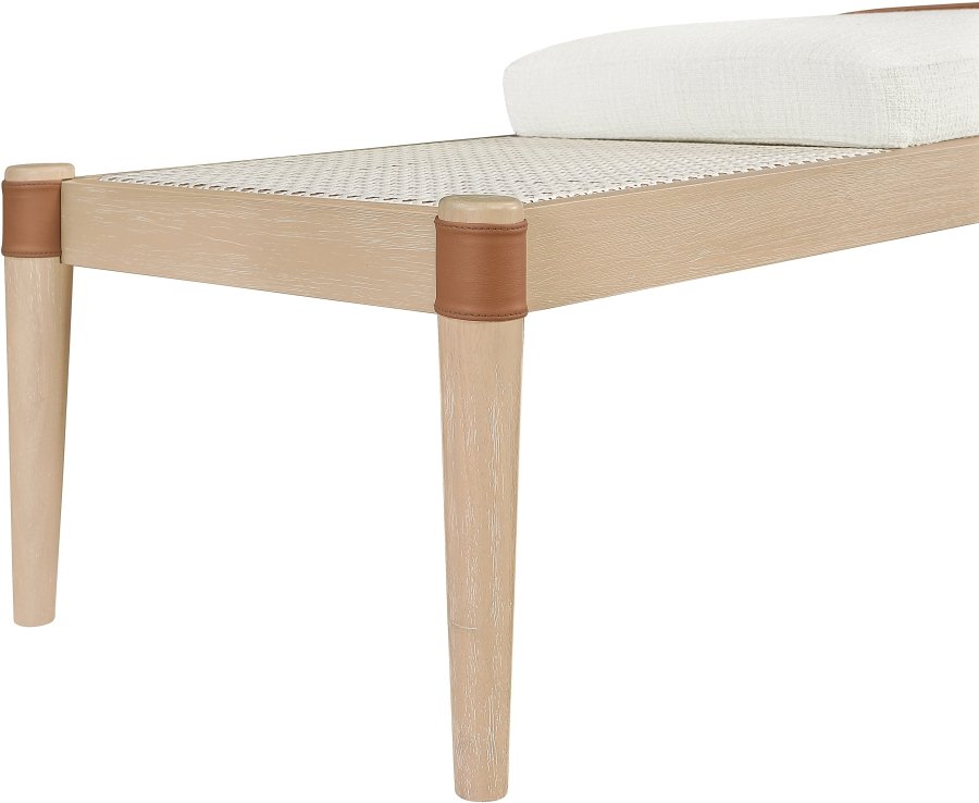 Nara Linen Textured Fabric Upholstered Bench - Image 9