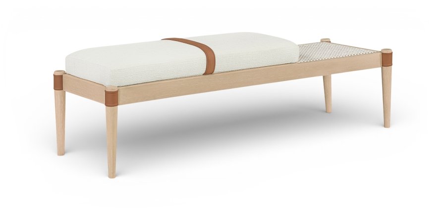 Nara Linen Textured Fabric Upholstered Bench