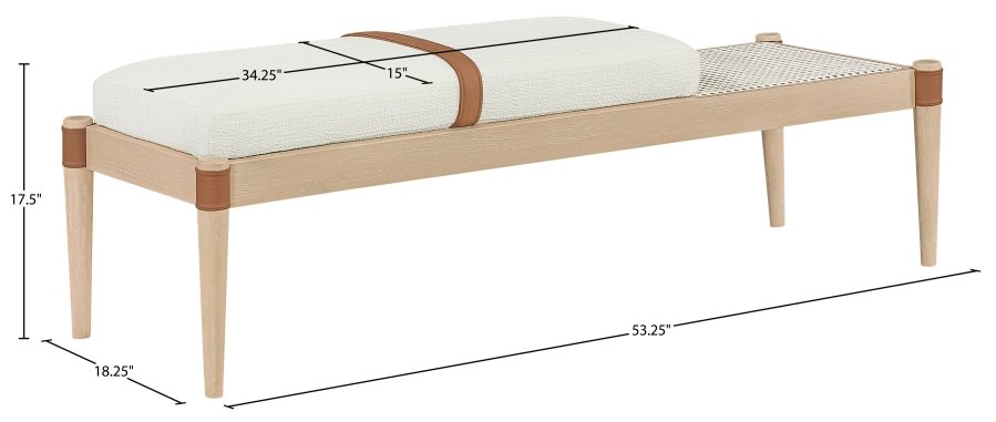 Nara Linen Textured Fabric Upholstered Bench - Image 13