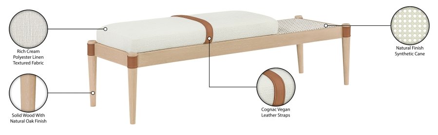 Nara Linen Textured Fabric Upholstered Bench - Image 14