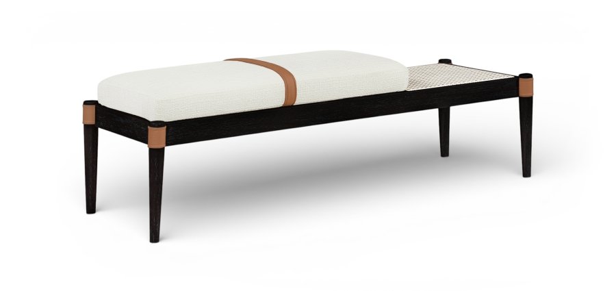 Nara Linen Textured Fabric Upholstered Bench