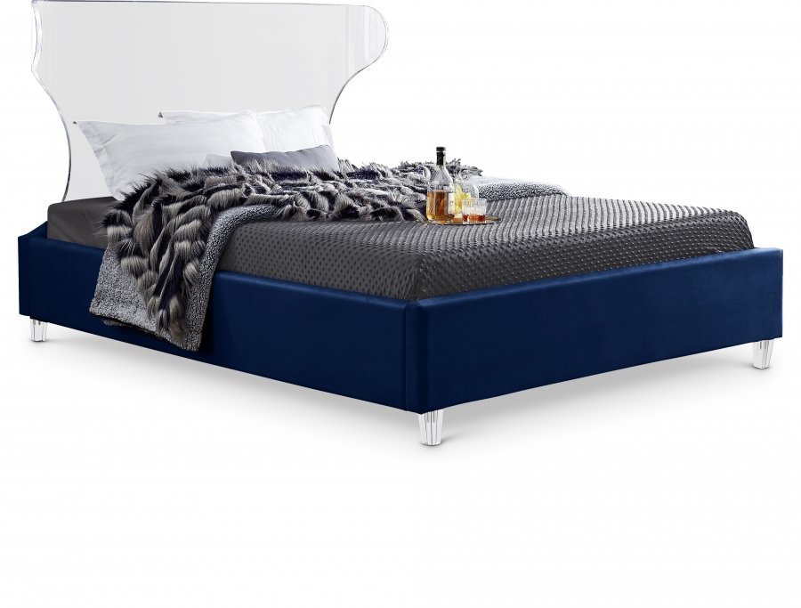 Ghost Velvet Upholstered Bed