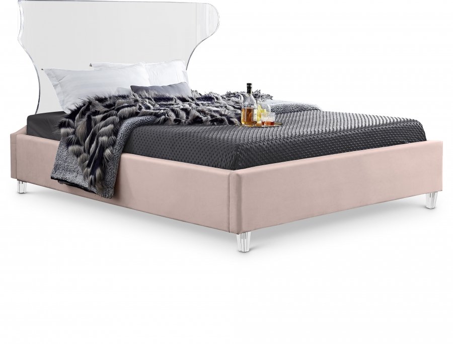 Ghost Velvet Upholstered Bed