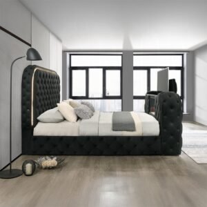 Kana Eastern King Bed w/LED, Fireplace & TV Stand