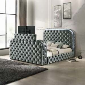 Kana Eastern King Bed w/LED, Fireplace & TV Stand